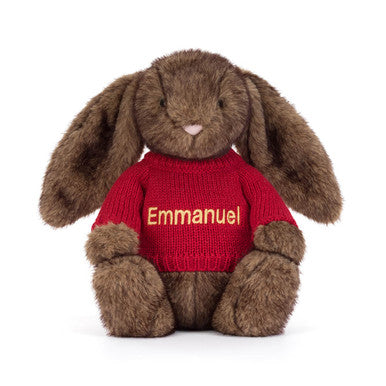 Hoppleston Luxe Bunny avec pull rouge personnalisé