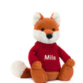Petit renard timide avec pull rouge personnalisé