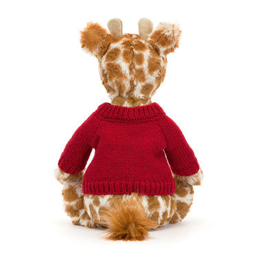Girafe timide avec pull rouge personnalisé