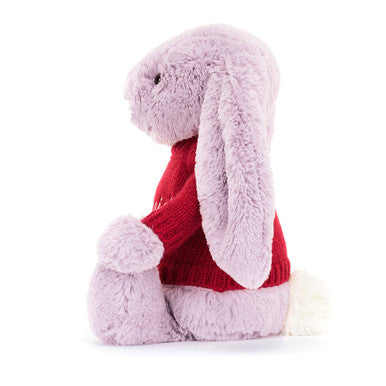 Lapin lilas timide avec pull rouge personnalisé