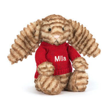 Bashful Luxe Bunny Juniper avec pull rouge personnalisé