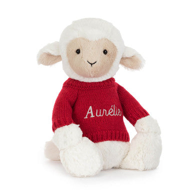 Agneau Skipson avec pull rouge personnalisé