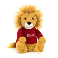 Lion timide avec pull rouge personnalisé
