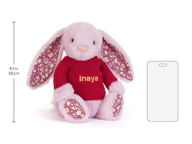 Thistlepop Blossom Luxe Bunny avec pull rouge personnalisé