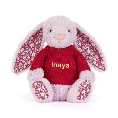Thistlepop Blossom Luxe Bunny avec pull rouge personnalisé