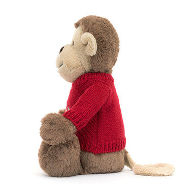 Singe timide avec pull rouge personnalisé