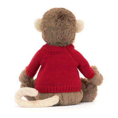 Singe timide avec pull rouge personnalisé