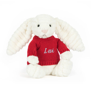 Bashful Luxe Bunny Nimbus avec pull rouge personnalisé
