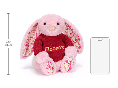 Blushkin Blossom Luxe Bunny avec pull rouge personnalisé