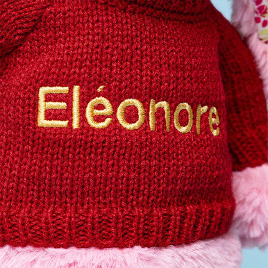 Blushkin Blossom Luxe Bunny avec pull rouge personnalisé