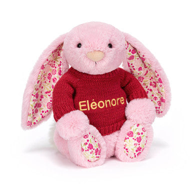 Blushkin Blossom Luxe Bunny avec pull rouge personnalisé