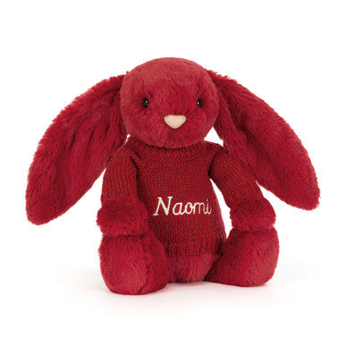 Bashful Luxe Bunny Scarlett avec pull rouge personnalisé