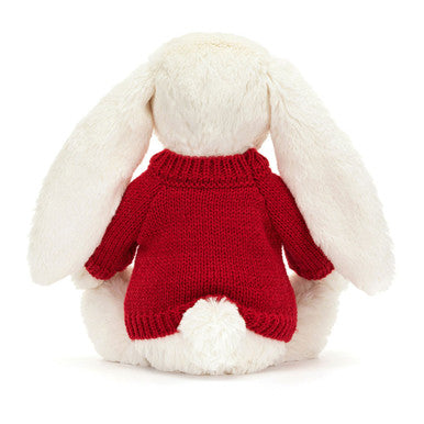 Lapin timide scintillant avec pull rouge personnalisé