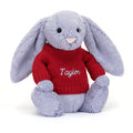Lapin alto timide avec pull rouge personnalisé