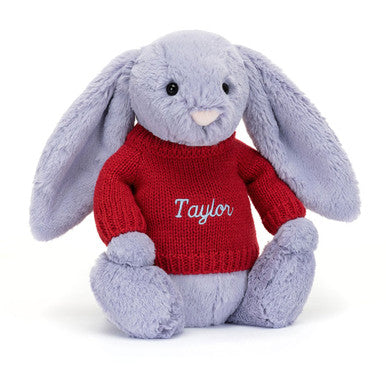 Lapin alto timide avec pull rouge personnalisé