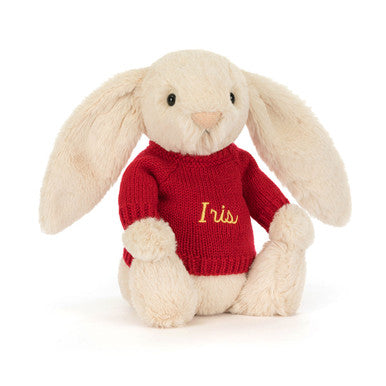 Bashful Luxe Bunny Willow avec pull rouge personnalisé