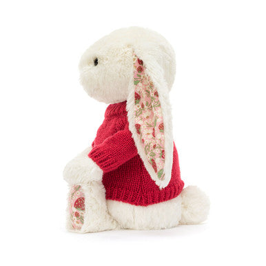 Blossom Cream Bunny 'Berry' avec pull rouge personnalisé