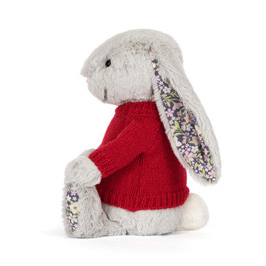 Blossom Silver Bunny 'Bloom' avec pull rouge personnalisé
