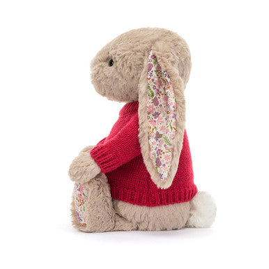 Blossom Beige Bunny 'Petal' avec pull rouge personnalisé