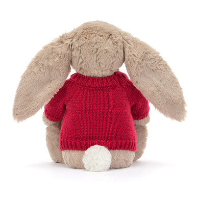 Blossom Beige Bunny 'Petal' avec pull rouge personnalisé