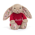 Blossom Beige Bunny 'Petal' avec pull rouge personnalisé