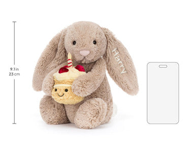 Lapin beige timide personnalisé 'Anniversaire'