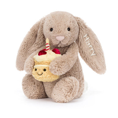 Lapin beige timide personnalisé 'Anniversaire'