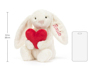 Lapin de coeur d'amour rouge timide personnalisé moyen