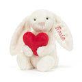 Lapin de coeur d'amour rouge timide personnalisé moyen