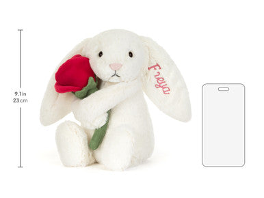 Lapin crème personnalisé avec rose