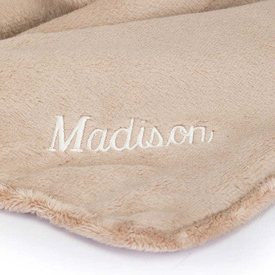 Doudou personnalisé en forme de lapin beige timide
