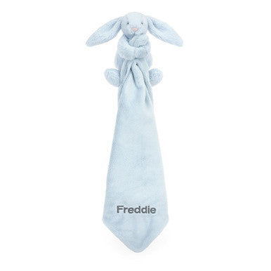 Sucette personnalisée en forme de lapin bleu timide