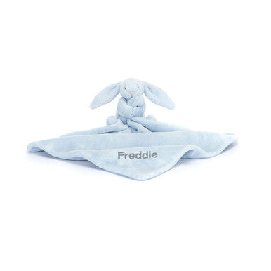 Sucette personnalisée en forme de lapin bleu timide