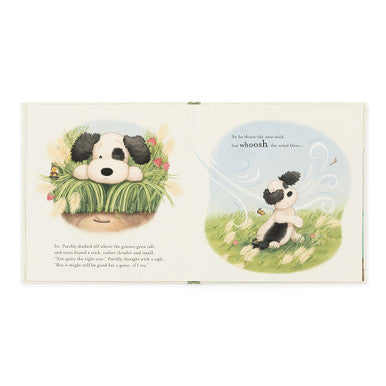 Le livre Pick of the Sticks et Bashful Black & Cream Puppy Medium
